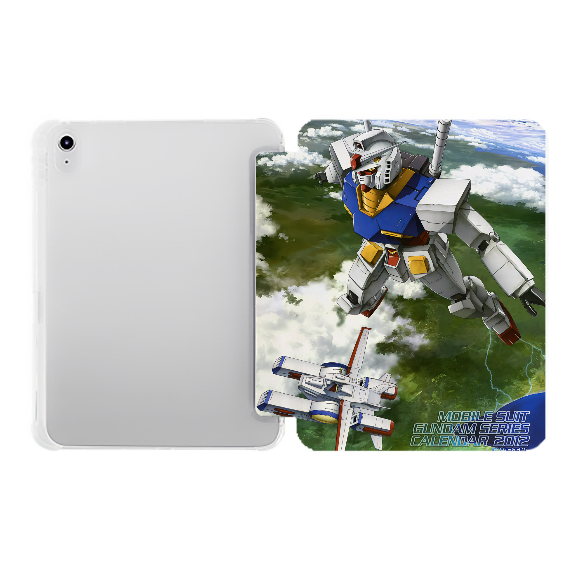 （画像用） 機動戦士ガンダム Mobile Suit Gundam IPad ケース ペン収納付き 三つ折りスタンド PUレザー×シリコン 対応機種9.5/10.5/10.9インチ